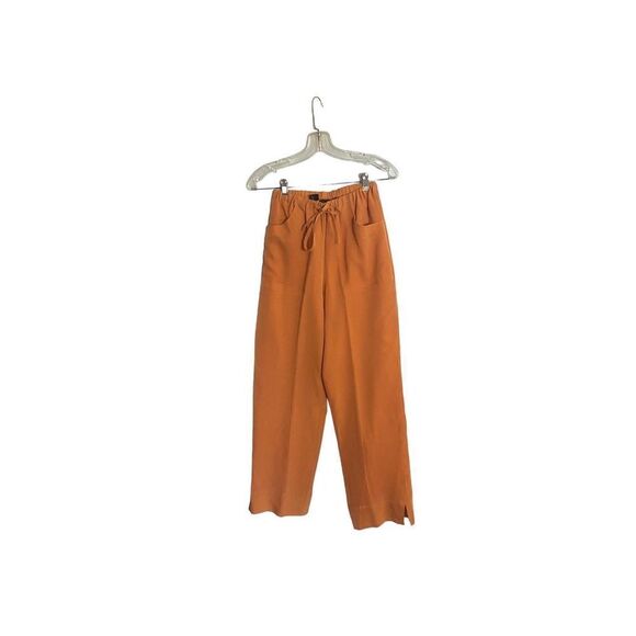 Terry Lewis NWT 100% silk elastic burnt orange pants size XS - Picture 2 of 5
